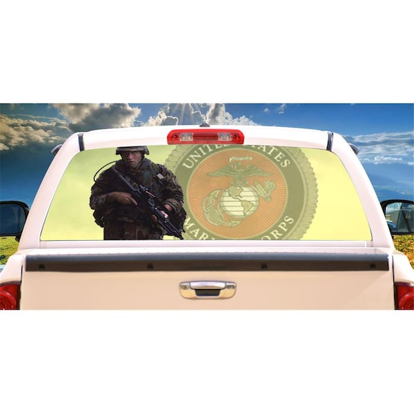 Entretenimiento Marines Rear Window Graphic Marine View Thru Vinyl Truck Tint Decal EN3949267 - main